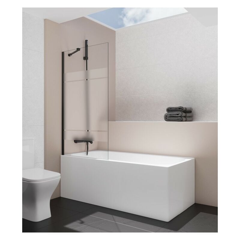 Panneau fixe baignoire fix black 8 mm Mesure: 150x85 cm, Décoré: Frost Plus