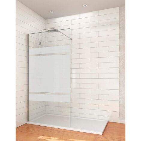 PANNEAU FIXE DE DOUCHE avec BARRE de STABILISATION 120CM SÉRIGRAPHIE