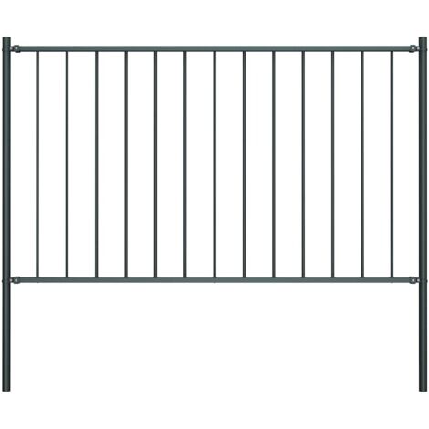 Panneau grillage rigide, Panneau de clôture poteau, Barrière de jardin Acier enduit poudre 1,7x1,25m Anthracite MAE4465