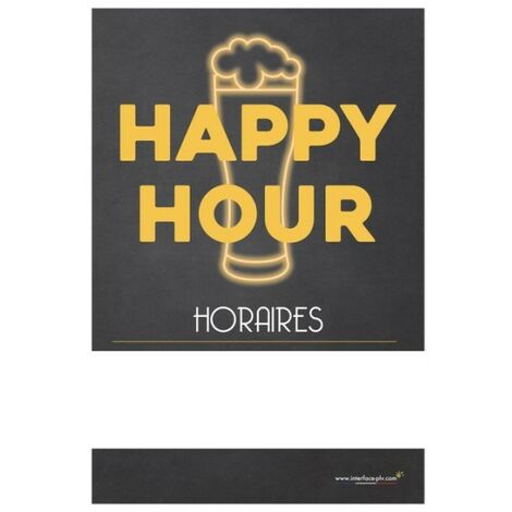 Panneau HAPPY HOUR HORAIRES dimensions 60 x 40 cm