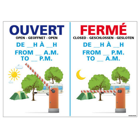 PANNEAU HORAIRES D'OUVERTURE (H0270) - Adhésif - 105 x 75 mm