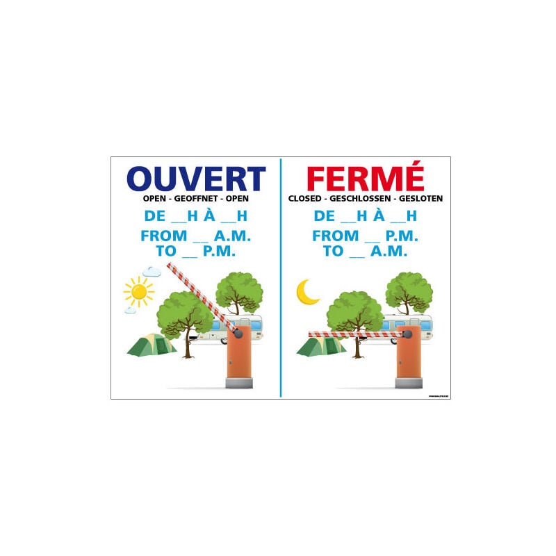 PANNEAU HORAIRES D'OUVERTURE (H0270) - Aluminium 2 mm - 630 x 450 mm