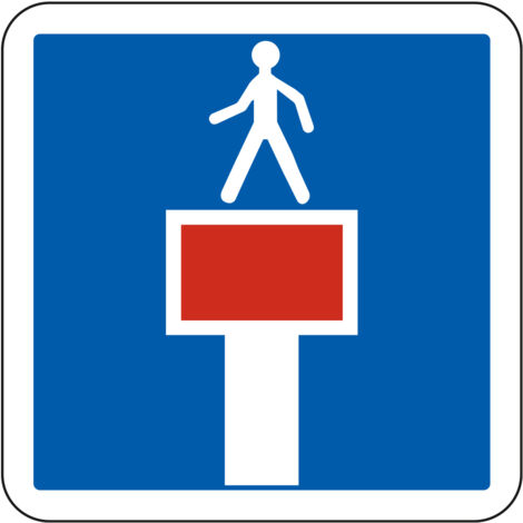 Panneau Indication C13c – Impasse accessible uniquement aux piétons – Carré Classe 1 350 mm – Gamme BRETAGNE