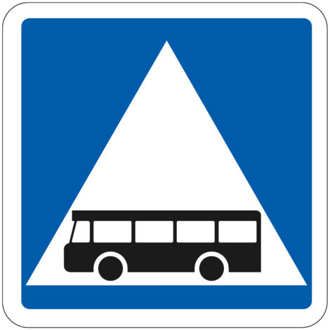 Panneau Indication C20b – Traversée de voie réservée aux transports en commun – Carré Classe 1 350 mm – Gamme ECOLIGN