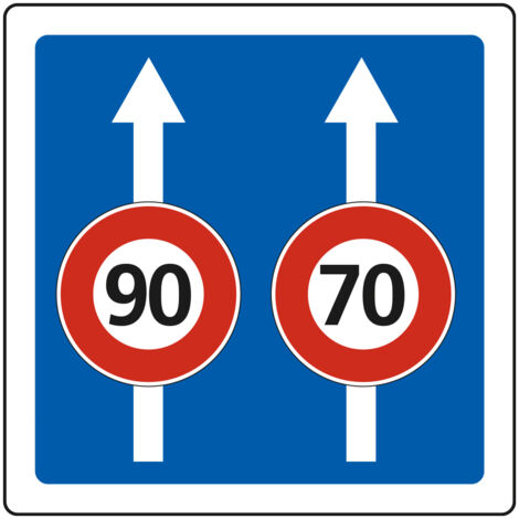 Panneau Indication C24a – Conditions de circulation par voie (personnalisable) – Carré Classe 1 350 mm – Gamme ECOLIGN