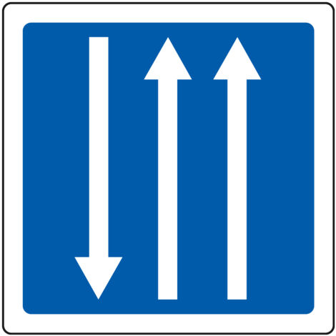 Panneau Indication C29b – Créneau de dépassement à 3 voies affectées – Carré Classe 1 350 mm – Gamme ECOLIGN
