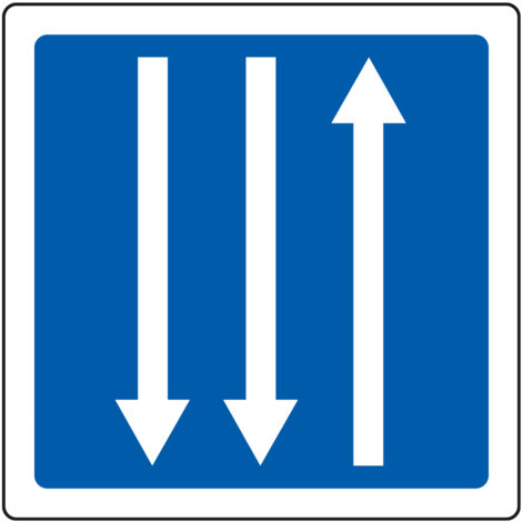 Panneau Indication C29c – Route à trois voies affectées – Carré Classe 1 350 mm – Gamme ECOLIGN