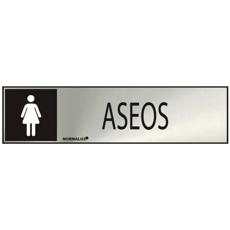 Panneau Informatif ''aseos''  Femme (inox Adhesif 0.8mm) 5x20cm