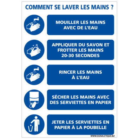 Panneau informatif – Comment se laver les mains COVID-19 – 150×210 mm – Adhésif