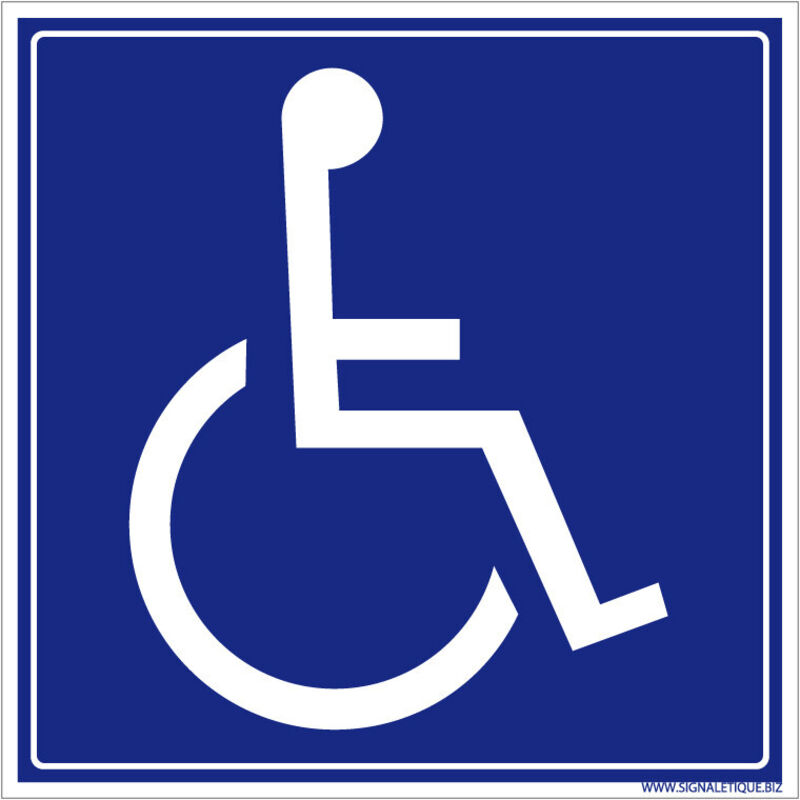 Panneau Information Personnes à Mobilité Réduite - Signalisation Accessibilité - Aluminium 2 mm - 650 x 650 mm - Conforme iso 7010