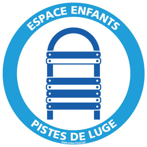 PANNEAU INFORMATION ESPACE ENFANT SPECIAL PISTE DE LUGE (H0390) - Aluminium 2 mm - Diamètre 450 mm