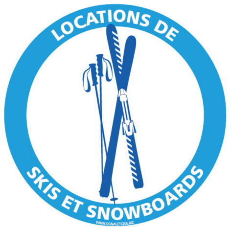 PANNEAU INFORMATION LOCATION DE SKI SPECIAL HIVER (H0398) - Aluminium 2 mm - Diamètre 450 mm