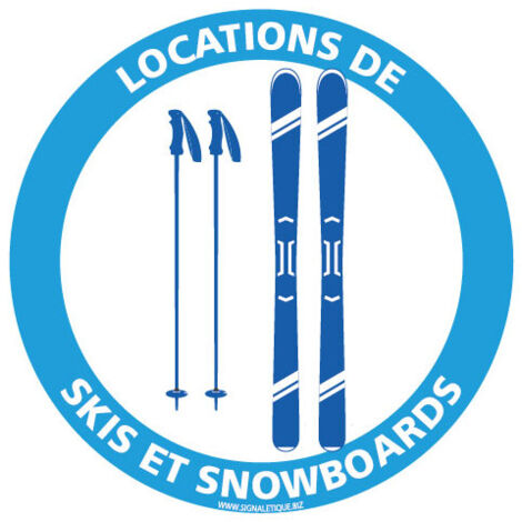 PANNEAU INFORMATION LOCATIONS DE SKI (H0396) - Aluminium 2 mm - Diamètre 450 mm