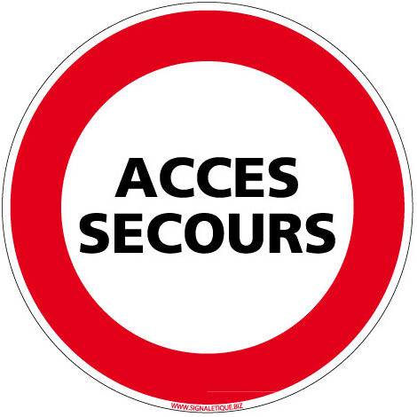 PANNEAU INTERDICTION DE CIRCULER - ACCES SECOURS (L0082) - Adhésif - Diamètre 125 mm