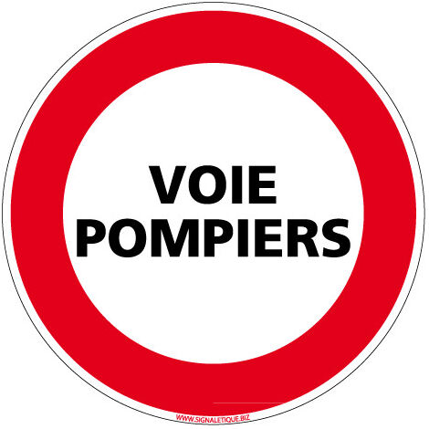 PANNEAU INTERDICTION DE CIRCULER - VOIE POMPIERS (L0081) - Aluminium 2 mm - Diamètre 450 mm