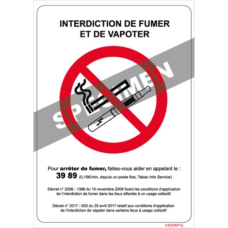 Panneau interdiction de Fumer et de Vapoter – Rigide A4 – 4600086