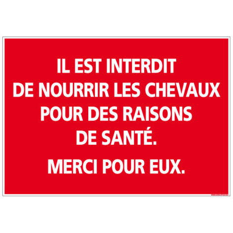 Panneau Interdiction de Nourrir les Chevaux – Signalisation Animaux – 210 × 150 mm – Aluminium