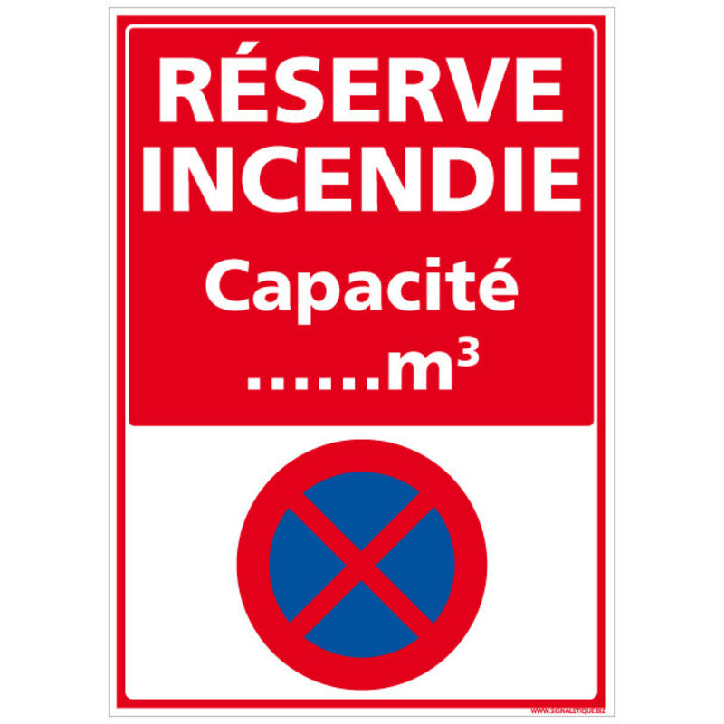 Panneau Interdiction de Stationner Réserve Incendie – Signalisation Sécurité Feu – Adhésif 450 x 630 mm