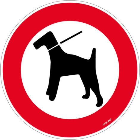 Panneau Interdit aux chiens même tenus en laisse - Rigide Ø300mm - 4061511