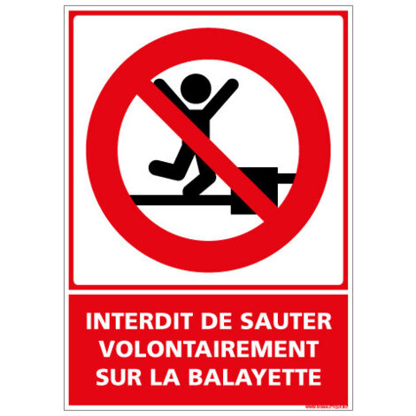 PANNEAU INTERDIT DE SAUTER VOLONTAIREMENT SUR LA BALAYETTE (D1151) - Adhésif - 75 x 105 mm