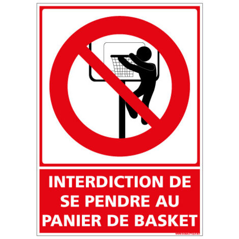 PANNEAU INTERDIT DE SE PENCHER AU PANIER DE BASKET (D1158) - Adhésif - 75 x 105 mm