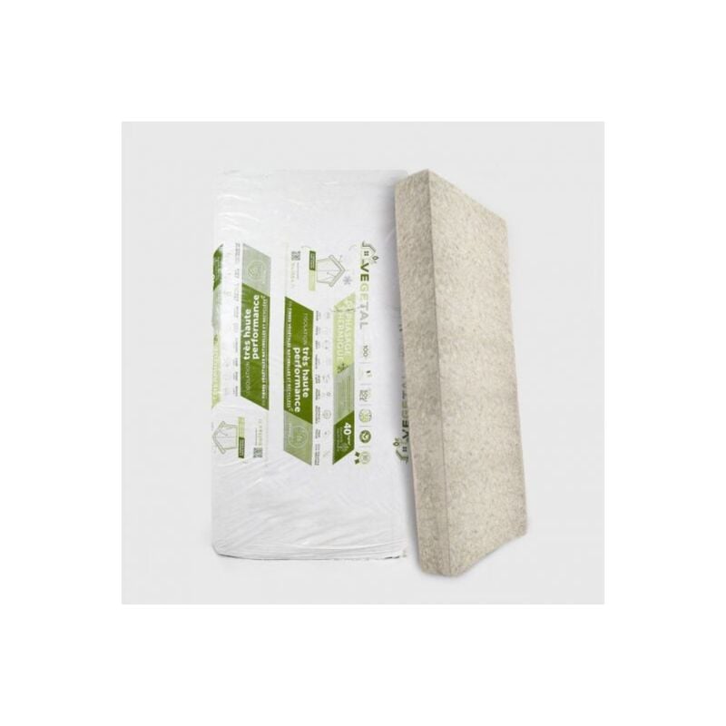 Panneau isolant biosourcé en fibres végétales isovegetal Buitex p. 100mm - 1200 x 600mm, 6 panneaux = 4.2m²