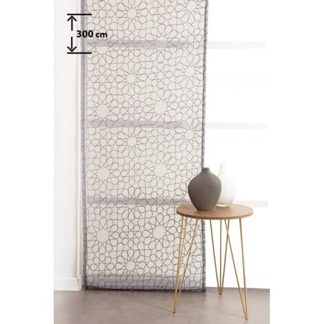 RIDEAUDISCOUNT Panneau Japonais Transparent 60 x 300 cm à Scratch Grande Hauteur Brodé Motif Mosaique Gris