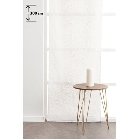 RIDEAUDISCOUNT Panneau Japonais Transparent 60 x 300 cm à Scratch Grande Hauteur Floqué Relief Motif Graine de Café Blanc