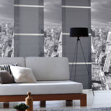 MADECOSTORE Panneau japonais voile barre alu - Gris - L45 x H260cm