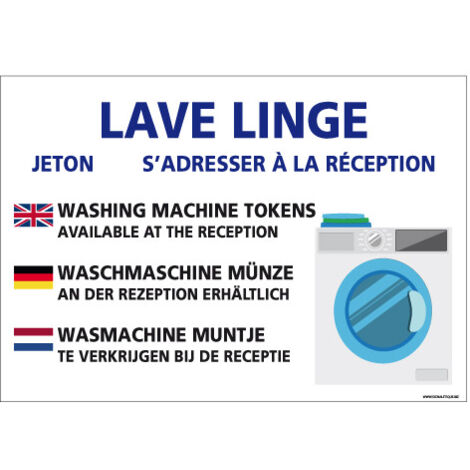 PANNEAU JETON LAVE LINGE (H0330) - Adhésif - 210 x 150 mm