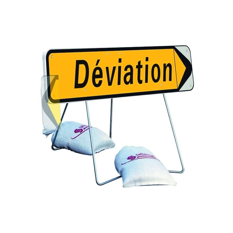 Panneau de chantier KD22a - 1000 x 300 mm Déviation avec Pied Fixe et articulé Taliaplast