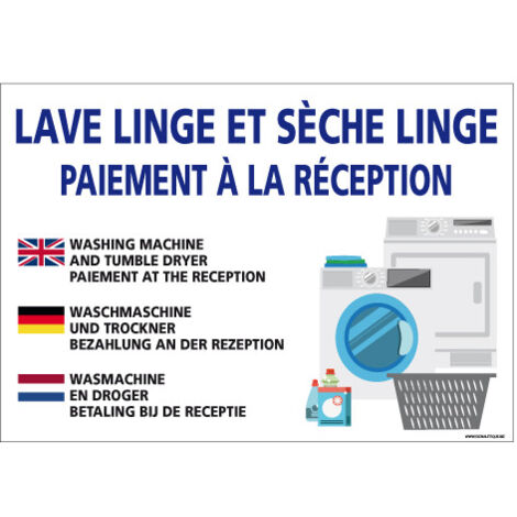 PANNEAU LAVE LINGE ET SECHE LINGE (H0331) - Adhésif - 210 x 150 mm