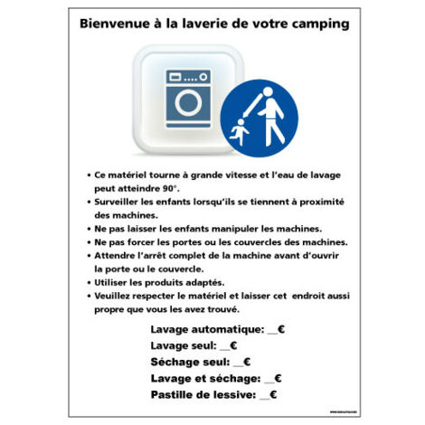 PANNEAU LAVERIE CAMPING (H0271) - Aluminium 2 mm - 450 x 630 mm