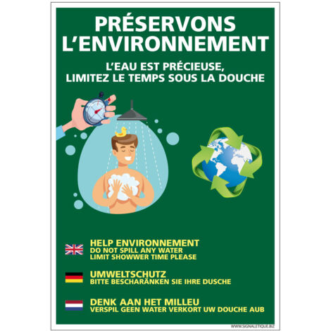 PANNEAU L'EAU EST PRECIEUSE PRESERVONS L'ENVIRONNEMENT (H0450) - Adhésif - 75 x 105 mm