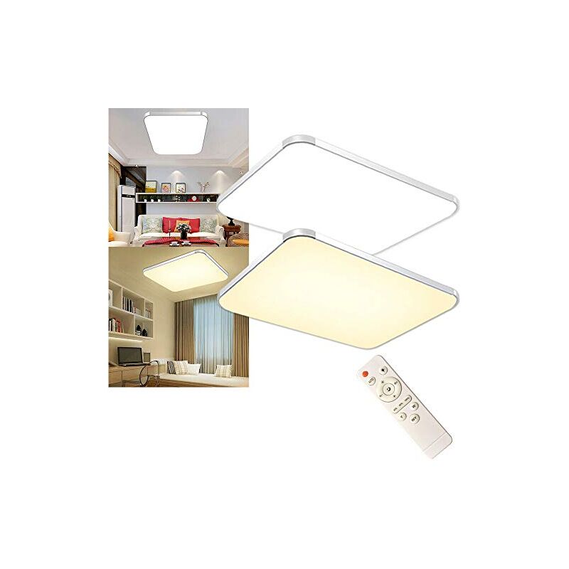 Panneau led 72 w à intensité variable - Plafonnier moderne avec télécommande - Pour chambre à coucher, salon, cuisine (72 w à intensité variable)