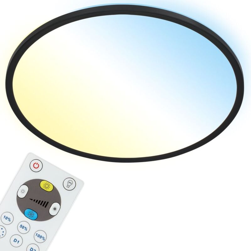 Panneau led Briloner leuchten slim, 22 w, 3000 lm, IP20, noir, plastique, dimmable, avec télécommande, ø 42 cm