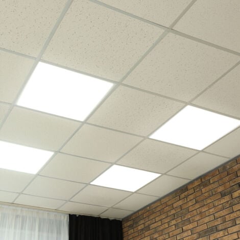 Panneau LED encastrable panneau de plafond lampe à encastrer plafonnier, carré blanc, 6W 420Lm blanc neutre, LxlxH 12x12x2,5cm, lot de 4