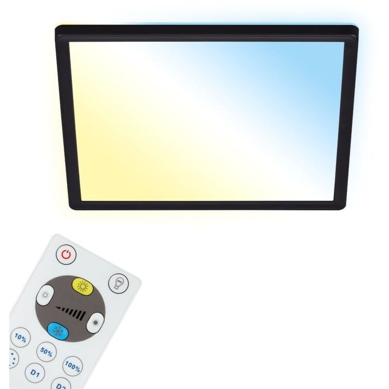 Led Panel Briloner leuchten slim, 18 w, 2400 lm, IP20, noir, plastique, dimmable, avec télécommande, 29,3 x 29,3 x 2,8 cm