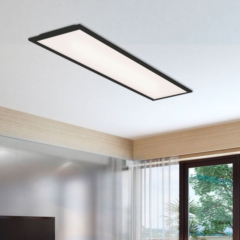 Panneau led Briloner leuchten simple, 24 w, 2300 lm, IP20, noir, plastique-métal, 100 x 25 x 6 cm