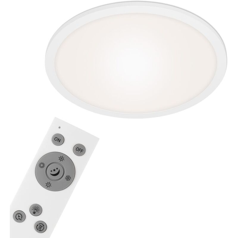 Cct Panneau led Briloner leuchten piatto, 24 w, 2200 lm, IP20, blanc, plastique-métal, intensité lumineuse variable, avec télécommande, cct, ø 40 cm Cct Panneau led Briloner leuchten piatto, 24 w, 2200 lm, IP20, blanc, plastique-métal, intensité lumineuse variable, avec télécommande, cct, ø 40 cm