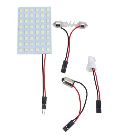 Panneau lumineux intérieur de voiture à 48 LED SMD 1210 blanches avec ampoule navette BA9S T10--