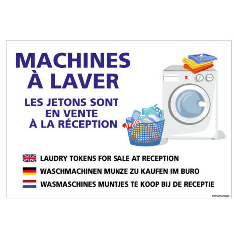 PANNEAU MACHINE A LAVER (H0429) - Adhésif - 105 x 75 mm