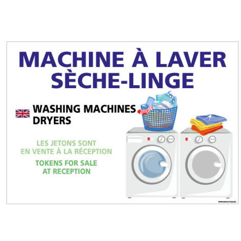 PANNEAU MACHINE A LAVER / SECHE LINGE (H0432) - Adhésif - 105 x 75 mm