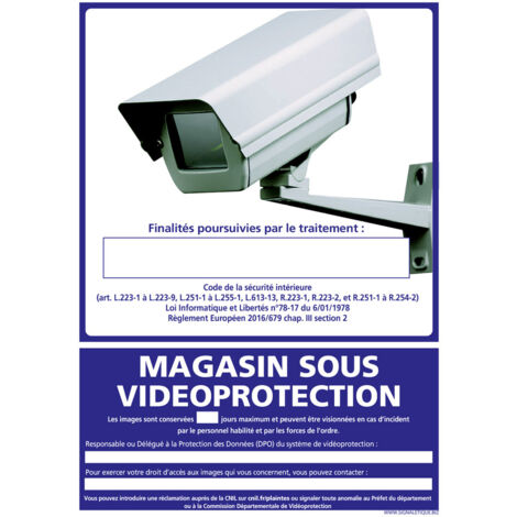 PANNEAU MAGASIN SOUS VIDEO PROTECTION (G1235) - Adhésif - 75 x 105 mm