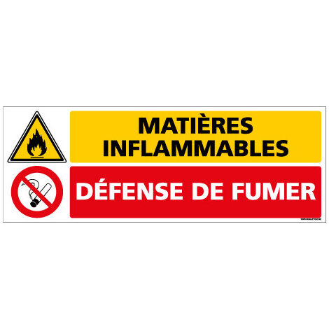 Panneau Matières Inflammables - Interdiction de fumer (C1035) - Adhésif - 350 x 125 mm