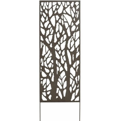 Panneau métal avec motifs décoratifs/Arbres - 0,60 x 1,50 m - Brun vieilli