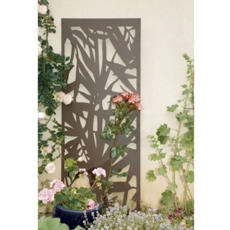 Panneau métal avec motifs décoratifs/Feuillage - 0,60 x 1,50 m - Brun