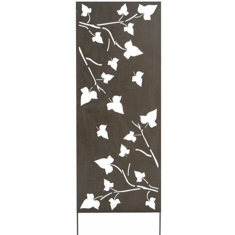 Panneau métal avec motifs décoratifs/Feuilles - 0,60 x 1,50 m - Brun vieilli