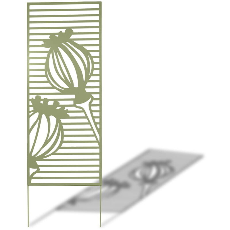 Nortene - Panneau en métal Deco Panel vert olive - 0,60 x 1,50 m - pose murale ou sur sol meuble