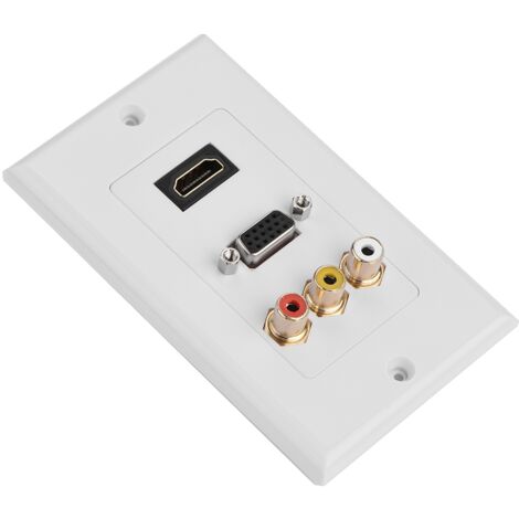 Panneau Multimédia 3 en 1 avec Ports HDMI, VGA, RCA et Protection Multi-niveaux - Prise Murale